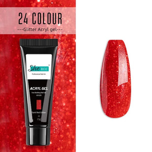 Glittery Builder UV Gel For Quick Extension 15 - Dark Red Glitter