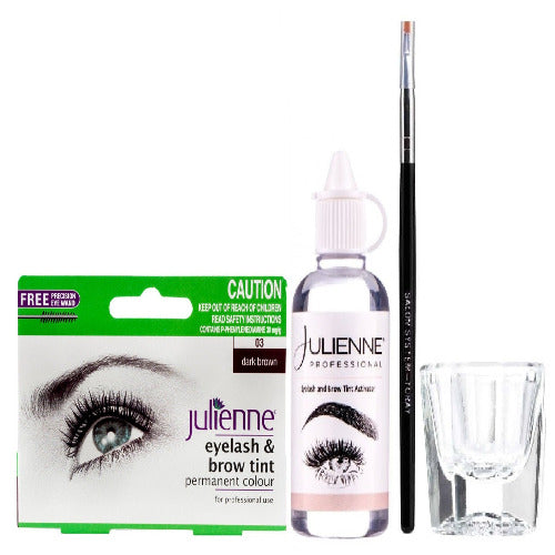 Julienne Professional Tinting Eyelash & Eyebrow Dye Tint Lash Kit DARK BROWN