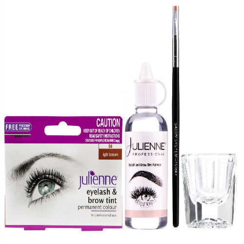 Julienne Professional Tinting Eyelash & Eyebrow Dye Tint Lash Kit LIGHT BROWN