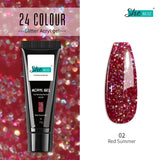 Glittery Builder UV Gel For Quick Extension 02 - Red Summer